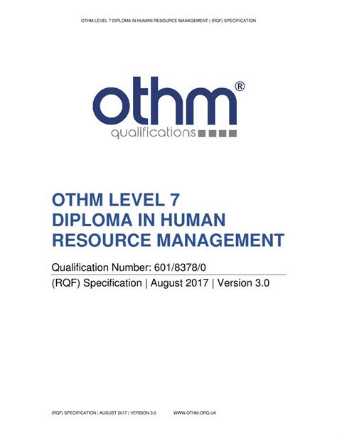OTHM Level 7 Diploma Human Resource Management .